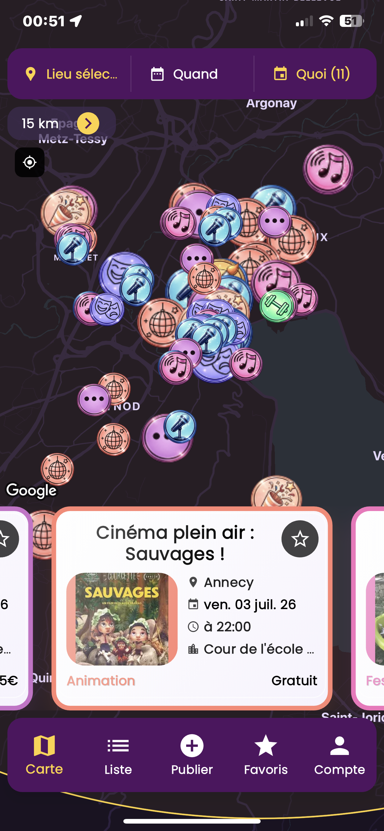 Carte interactive Map Events